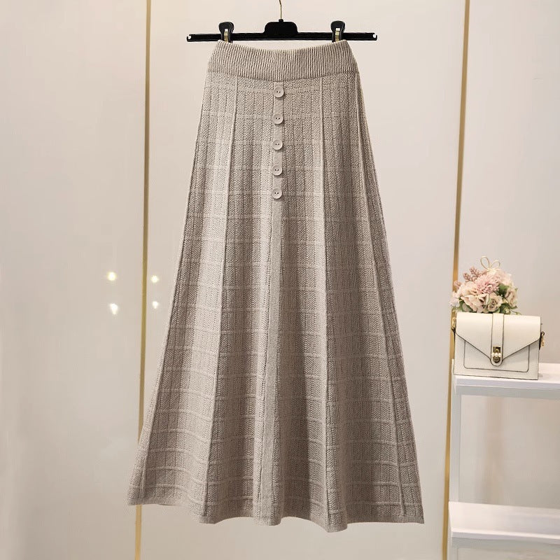 Damen Eleganter Maxirock mit Knopfdetails und strukturiertem Design Drune