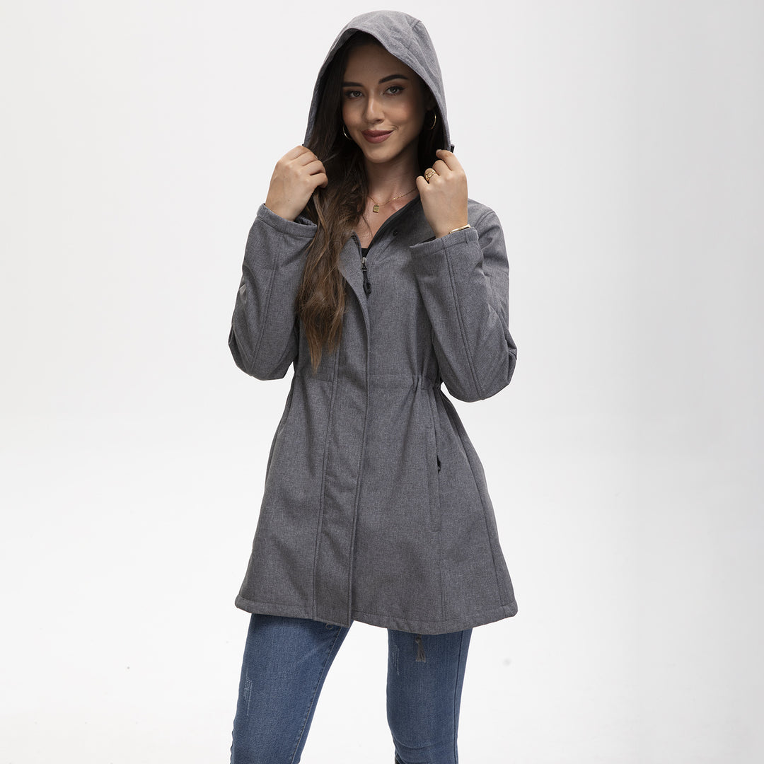 Damen nan funktionaler Softshell-Parka mit Teddyfleece-Futter, Kapuze und Taillenzug Drune