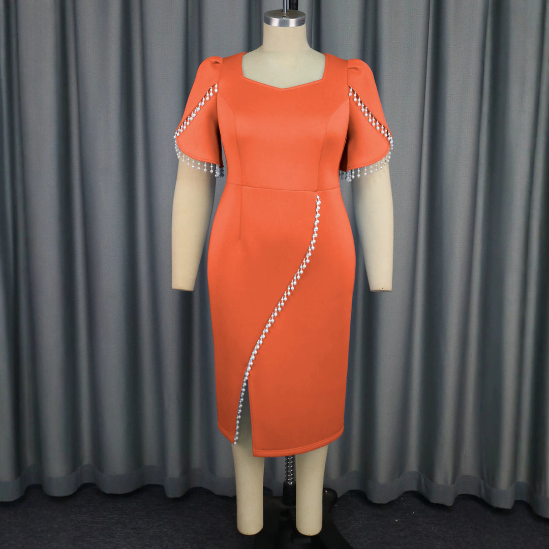 Damen figurbetontes Kleid mit eleganten Paillettenverzierungen Drune