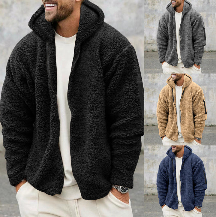 Herren Kuschelige Fleecejacke mit Kapuze und praktischen Reißverschlusstaschen Drune
