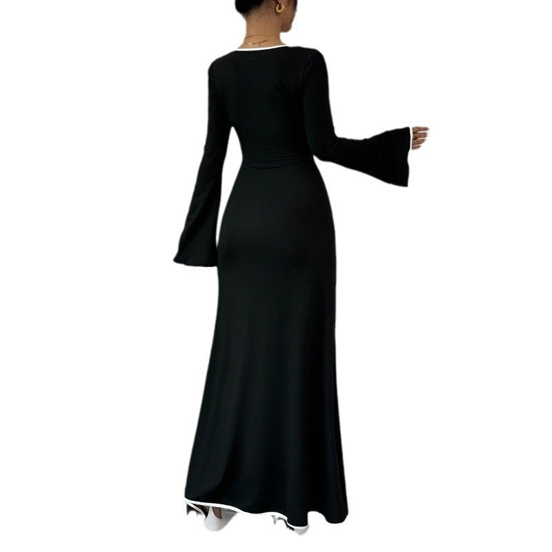 Damen Elegantes Maxikleid mit weiten Ärmeln und quadratischem Ausschnitt Drune