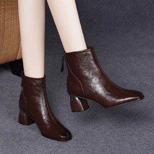 Damen Elegante Ankle Boots mit Blockabsatz Drune