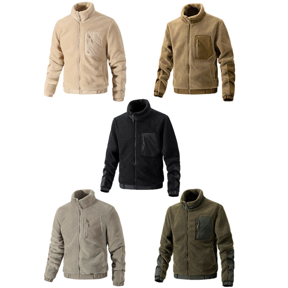 Herren Teddy-Fleece Jacke mit Stehkragen und verstärkten Einsätzen Drune