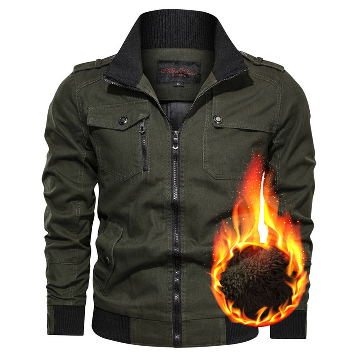 Herren nan multifunktionale Piloten-Bomberjacke mit herausnehmbarer Teddy-Innenweste, Schulterpatten und verdecktem Reißverschluss Drune