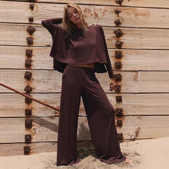 Damen Lässiges Twinset aus weitem Oberteil und weit geschnittener Hose Drune