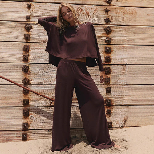 Damen Lässiges Twinset aus weitem Oberteil und weit geschnittener Hose Drune