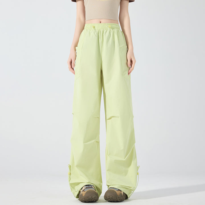 Damen Weite technische Cargo-Hose mit Kordelzugbund, verstellbarem Saum und Multifunktions-Taschen Drune