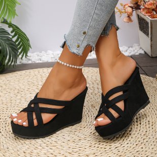 Damen Wedge-Pantoletten mit raffiniertem Kreuzriemen-Design und bequemer Sohle Drune