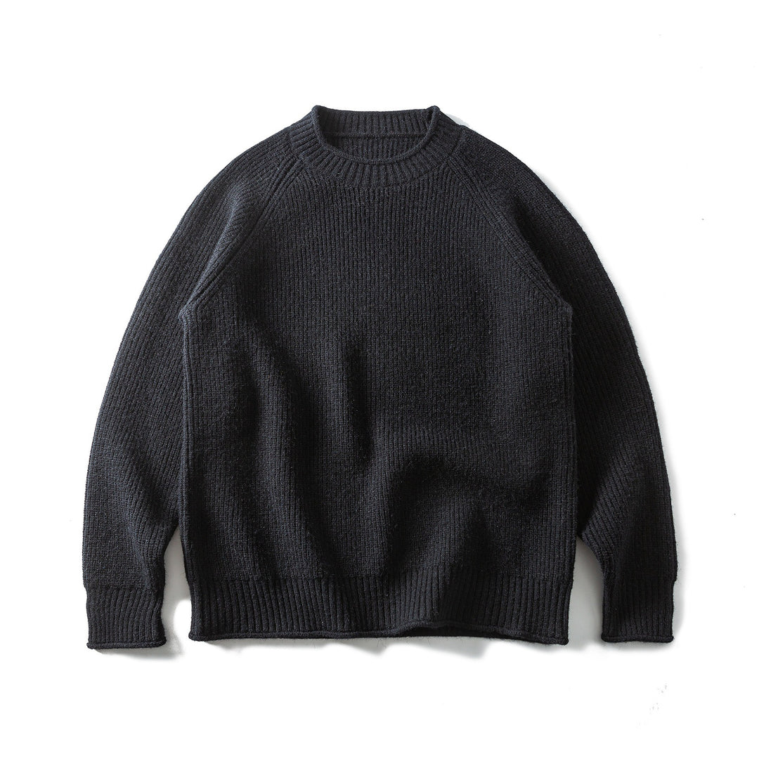 Herren Rippstrickpullover mit Rundhals und Raglanärmeln Drune