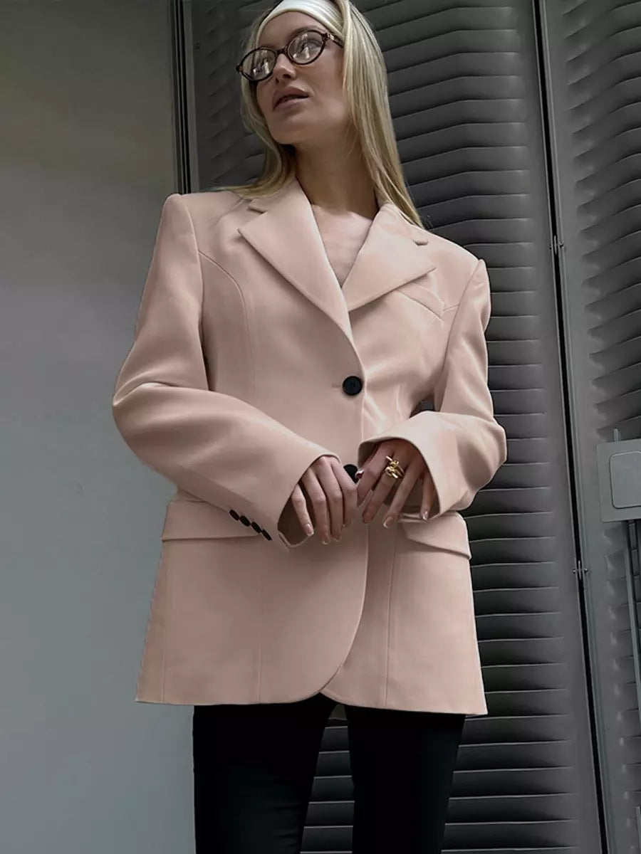 Damen Oversized Longblazer mit betonter Schulterpartie und Pattentaschen Drune