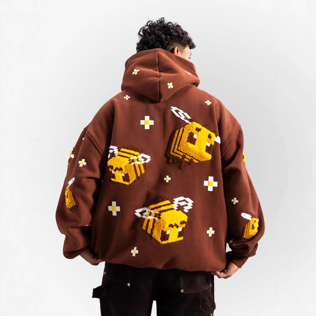 Damen Kapuzenpullover mit kreativem Bienen-Design und gemütlicher Passform Drune
