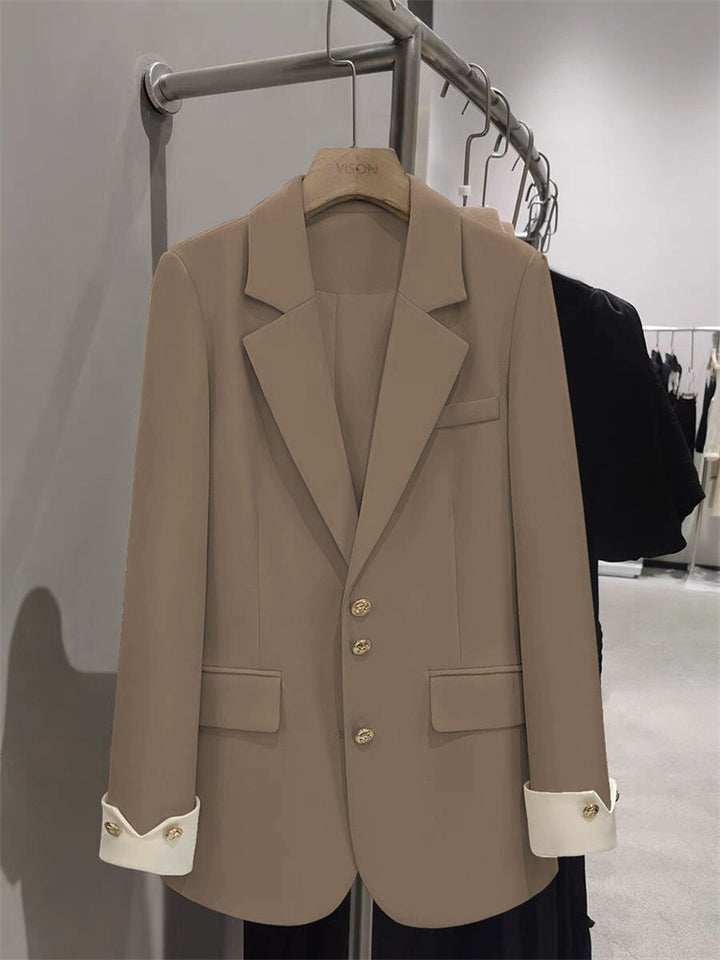 Damen Eleganter Blazer mit goldenen Knopfdetails Drune