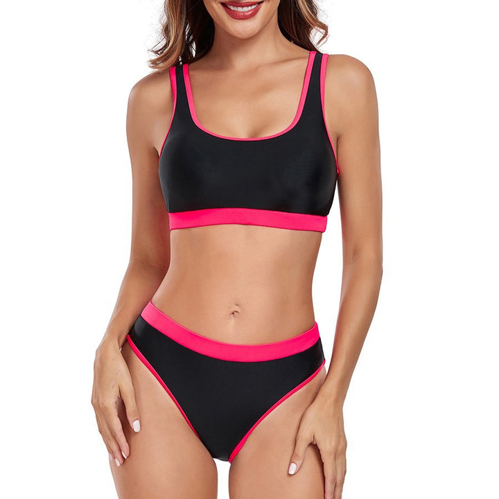 Damen Sportliches Bikini-Set mit kontrastierendem Bund Drune