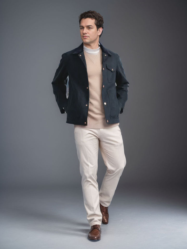 Herren Suedejacke mit modischem Design und praktischen Taschen Drune