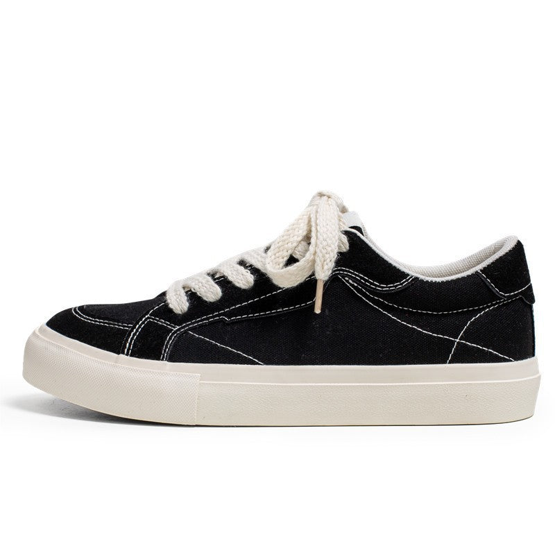 Unisex lässiger Canvas-Low-Top Sneaker mit kontrastnaher Ziersteppung und gepolsterter Plateausohle Drune