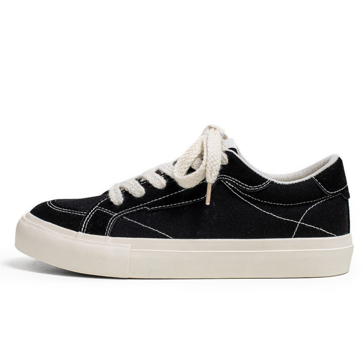 Unisex lässiger Canvas-Low-Top Sneaker mit kontrastnaher Ziersteppung und gepolsterter Plateausohle Drune