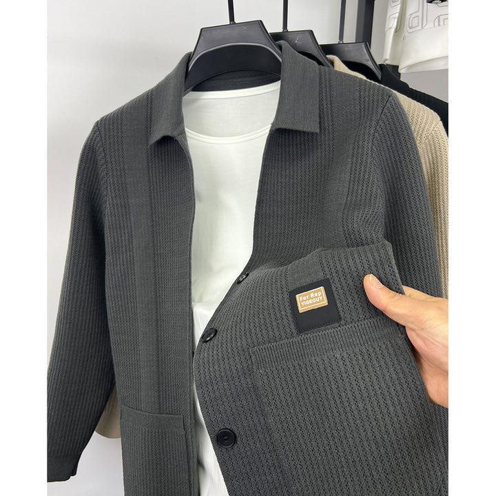 Herren Modische Strickjacke mit Lochmuster Drune