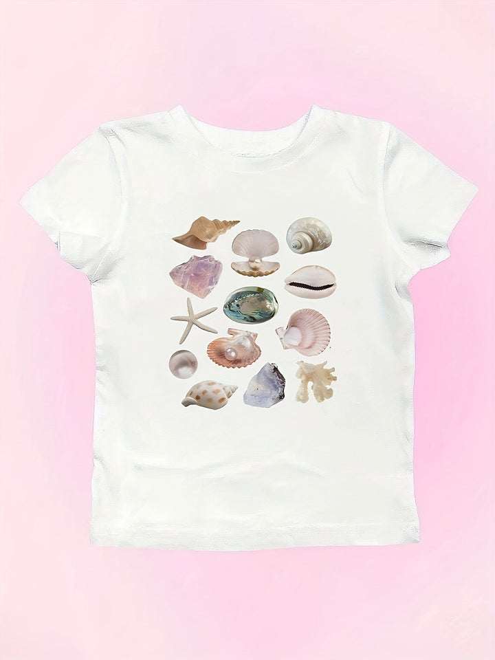 Damen Crop-T-Shirt mit fröhlichem Kirschmotiv Drune