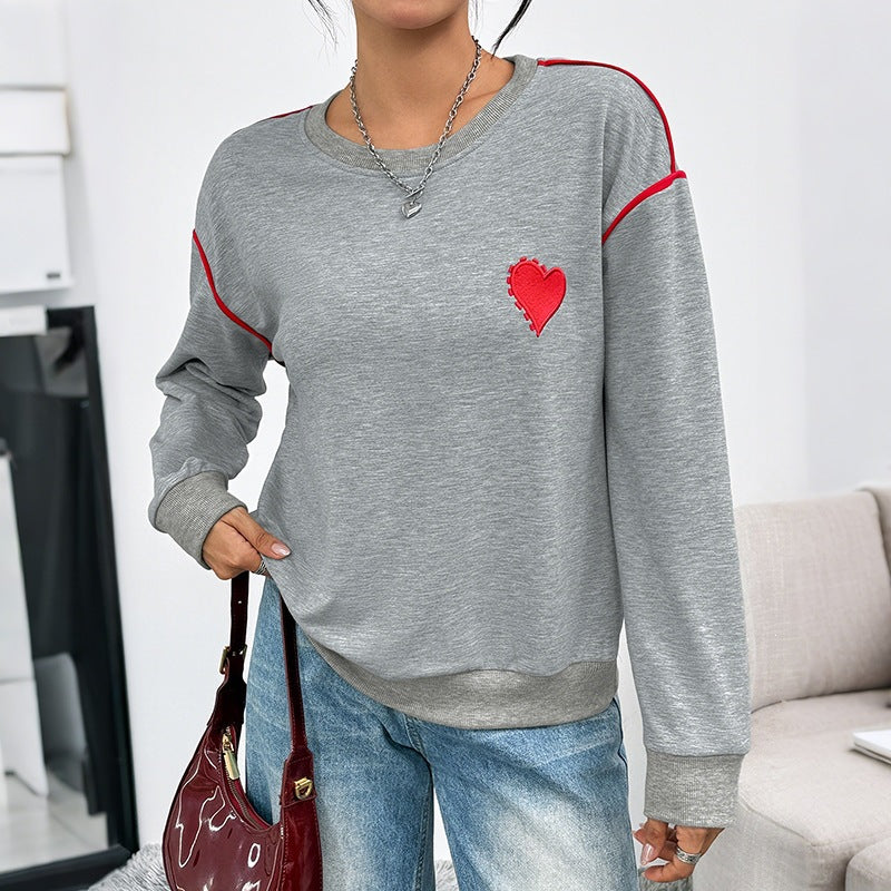 Damen Lässiger Pullover mit Herzdesign Drune