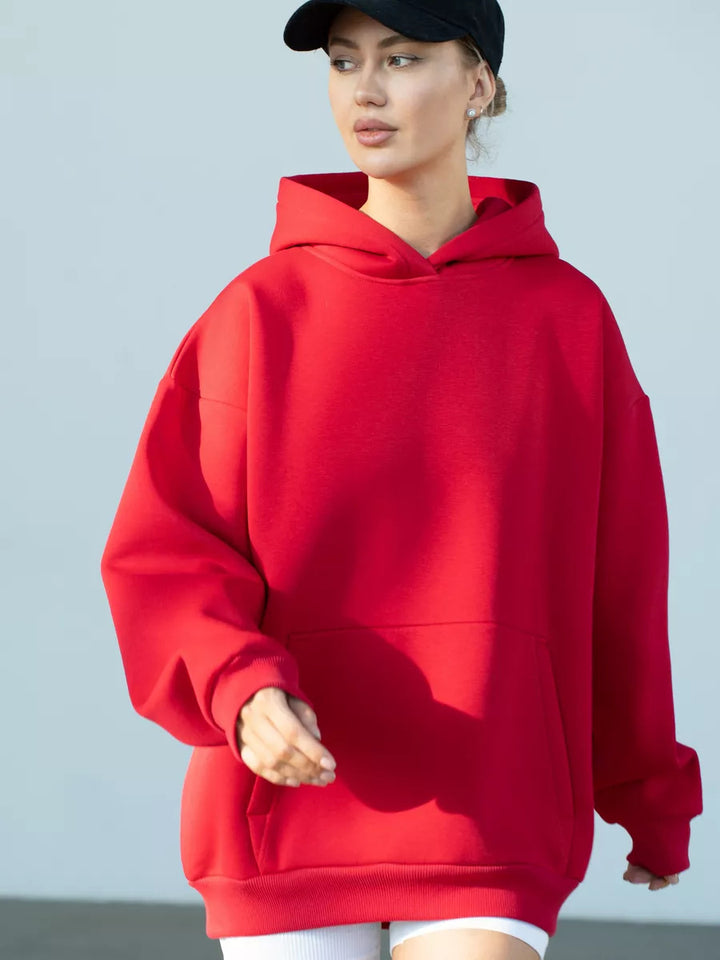 Damen nan oversized Kapuzenpullover mit Kängurutasche und dropped-shoulder Schnitt Drune