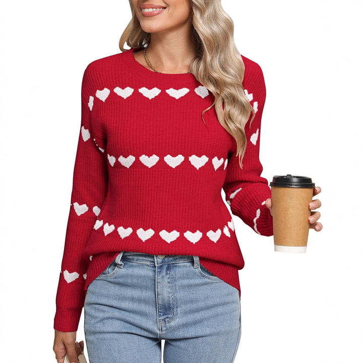 Damen Strickpullover mit Herzmuster Drune