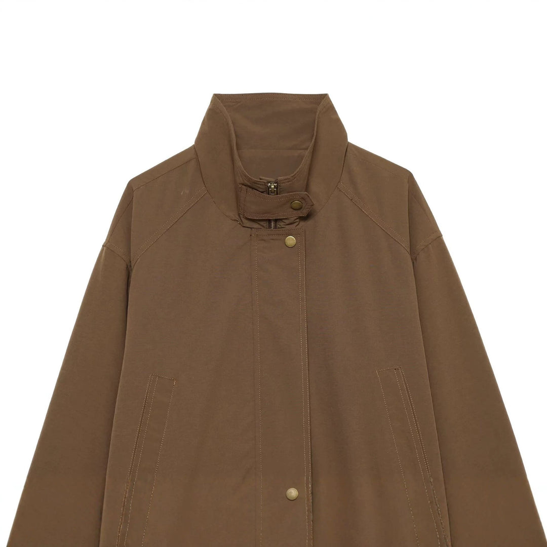 Damen Übergangsjacke mit Stehkragen, Tunnelzug und Utility-Taschen Drune