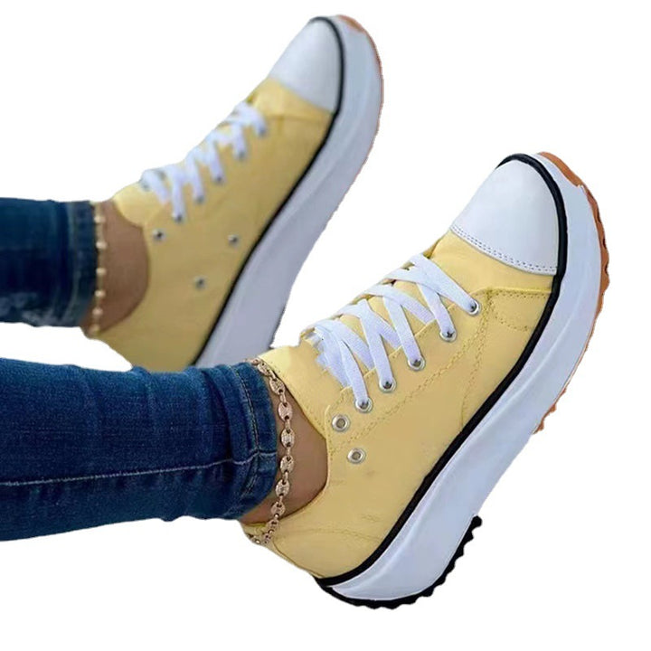 Damen nan Plateau-Canvas-Sneaker mit profilierter Gummilaufsohle und verstärkter Zehenkappe Drune
