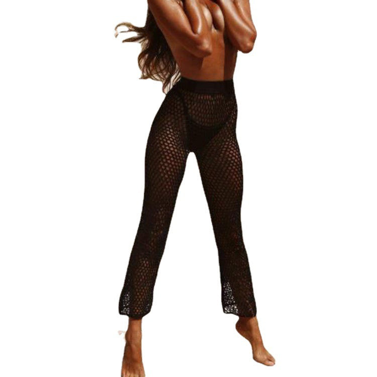 Damen Netz-Strandhose mit hohem Bund und weitem Bein Drune