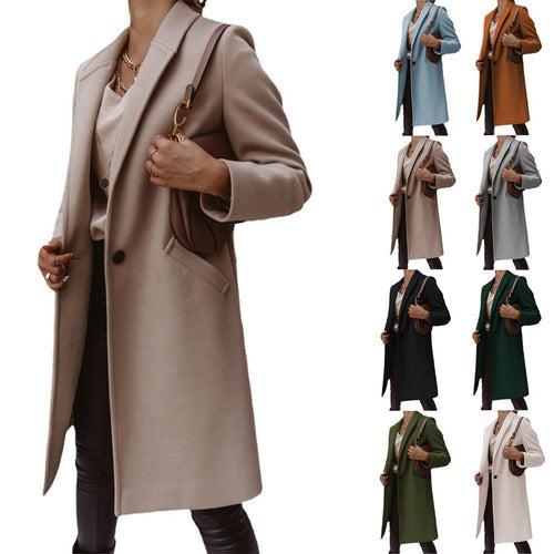 Damen Mantel mit fallendem Revers, geradem Schnitt und Leistentaschen Drune