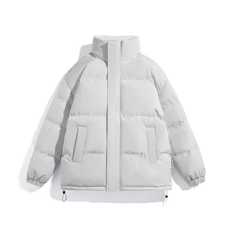 Unisex Boxy-Pufferjacke mit hohem Stehkragen, verdecktem Reißverschluss und verstellbarem Kordelzugsaum Drune