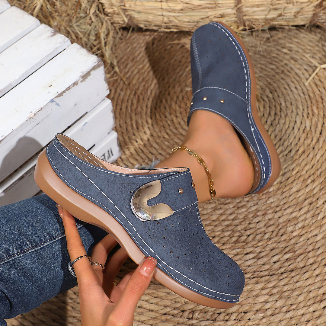 Damen Komfortable Clogs mit blumigen Verzierungen und ergonomischem Fußbett Drune