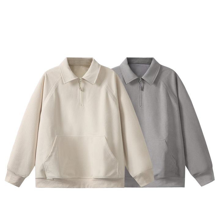 Unisex Halbzip‑Sweatshirt mit Waffelstruktur und Kängurutasche Drune