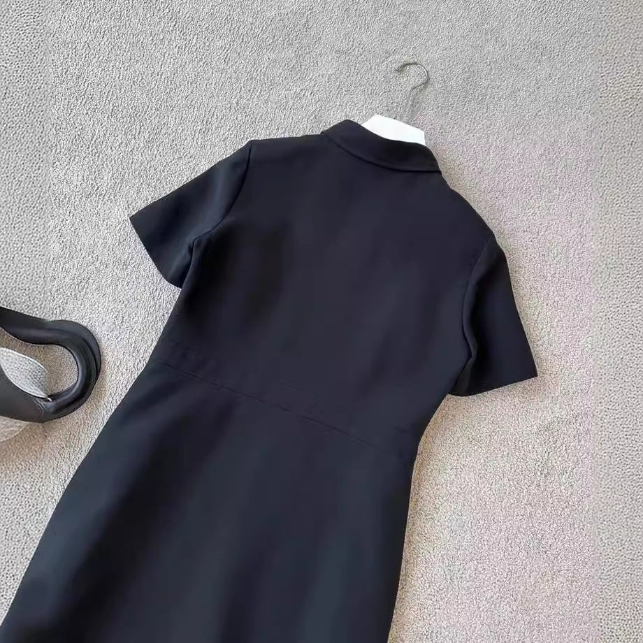 Damen Kurzärmeliges Hemdkleid mit verdecktem Zwei-Wege-Reißverschluss und taillierter Schnittführung Drune