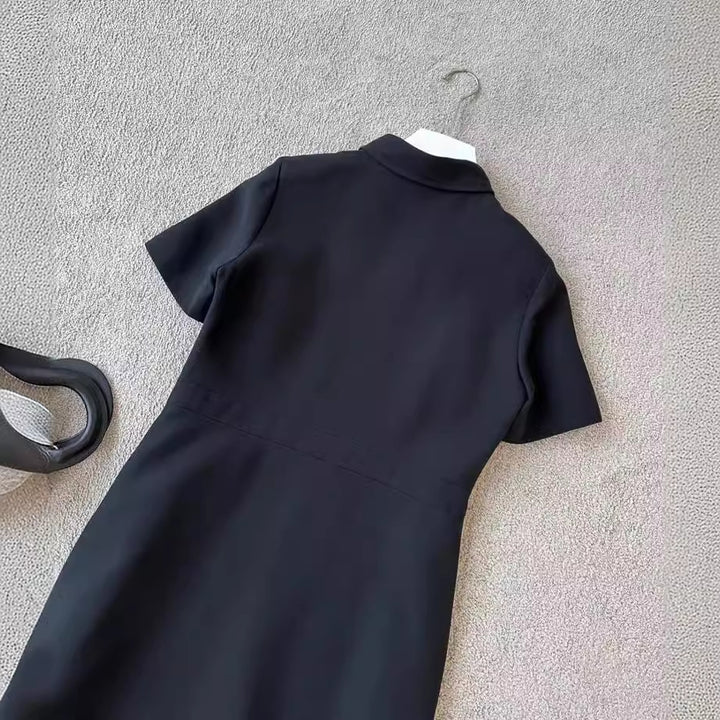Damen Kurzärmeliges Hemdkleid mit verdecktem Zwei-Wege-Reißverschluss und taillierter Schnittführung Drune