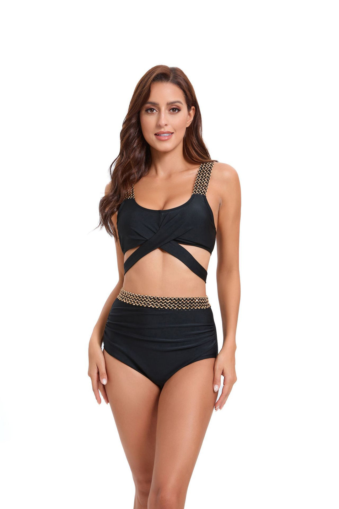Damen Sportliches Bikini-Set mit raffiniertem Wickeldesign und verstellbaren Trägern Drune