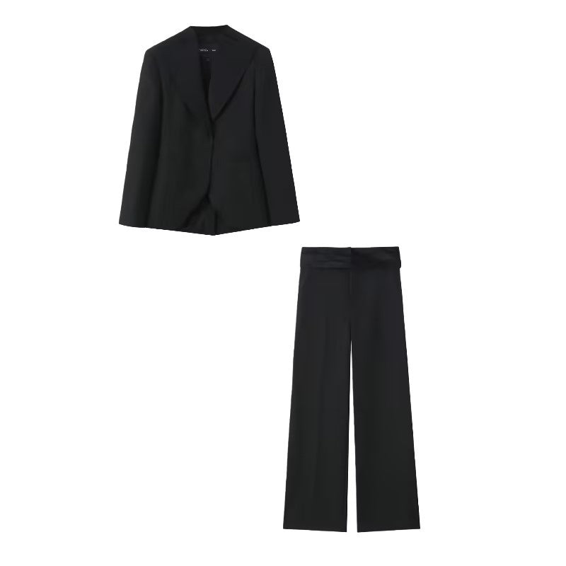 Damen Maßgeschneiderter Ein-Knopf-Blazer mit extra weitem Schalkragen und schmaler Silhouette Drune