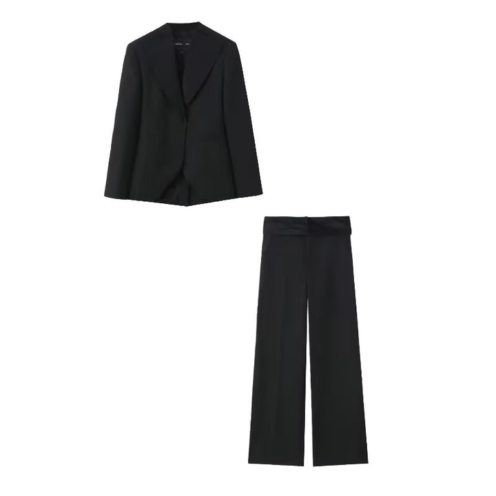 Damen Maßgeschneiderter Ein-Knopf-Blazer mit extra weitem Schalkragen und schmaler Silhouette Drune