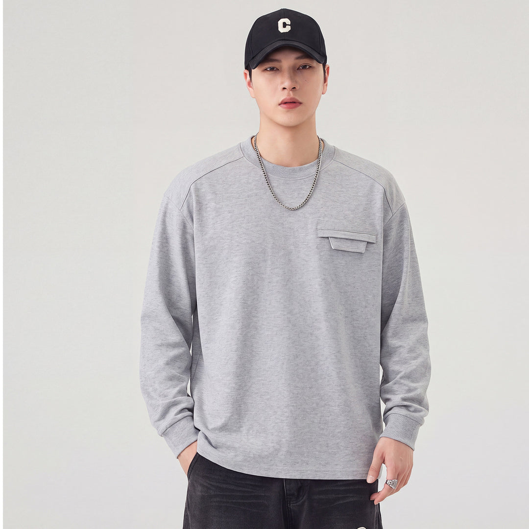Herren Oversize Sweatshirt mit Brustklappe und Raglanärmeln Drune