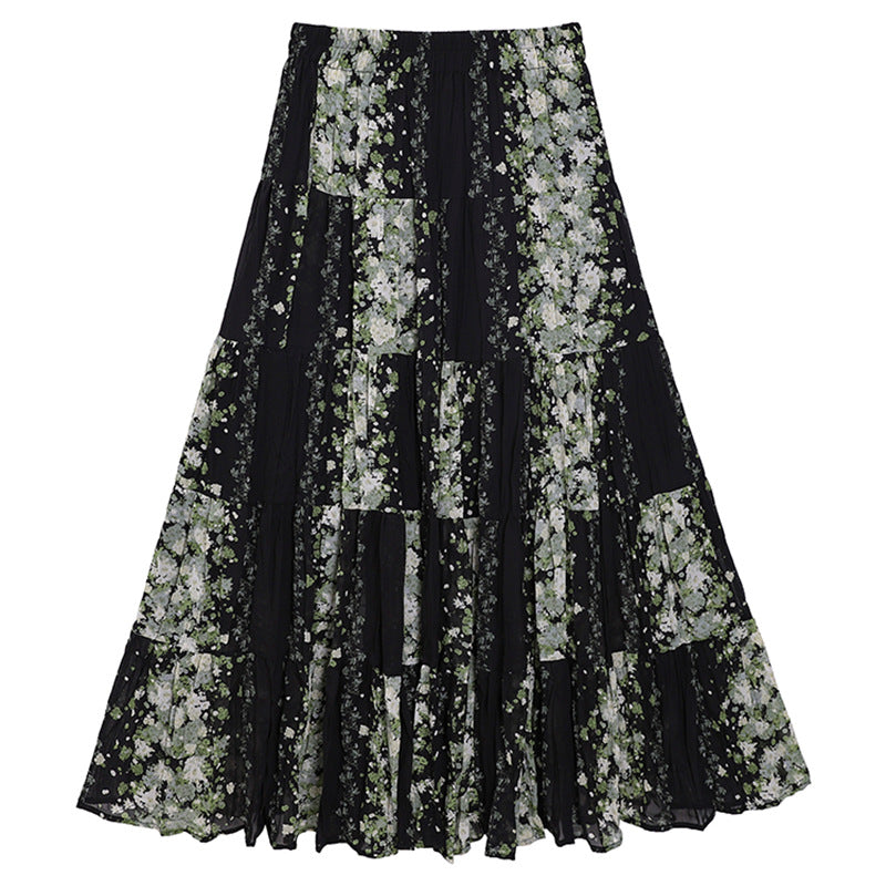 Damen nan fließender Midimaxirock mit mehrlagigem Stufendesign und feiner Plisseeoptik Drune