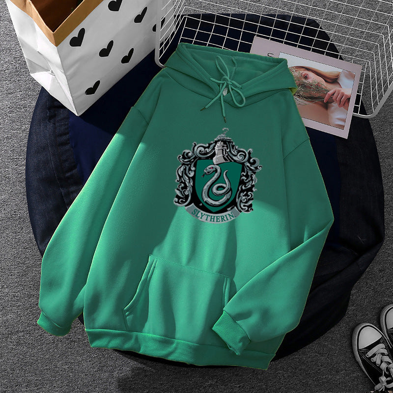 Damen nan gemütlicher Kapuzenpullover im Oversize-Cut mit heraldischem Schlangenwappen und weichem Fleece-Innenfutter Drune