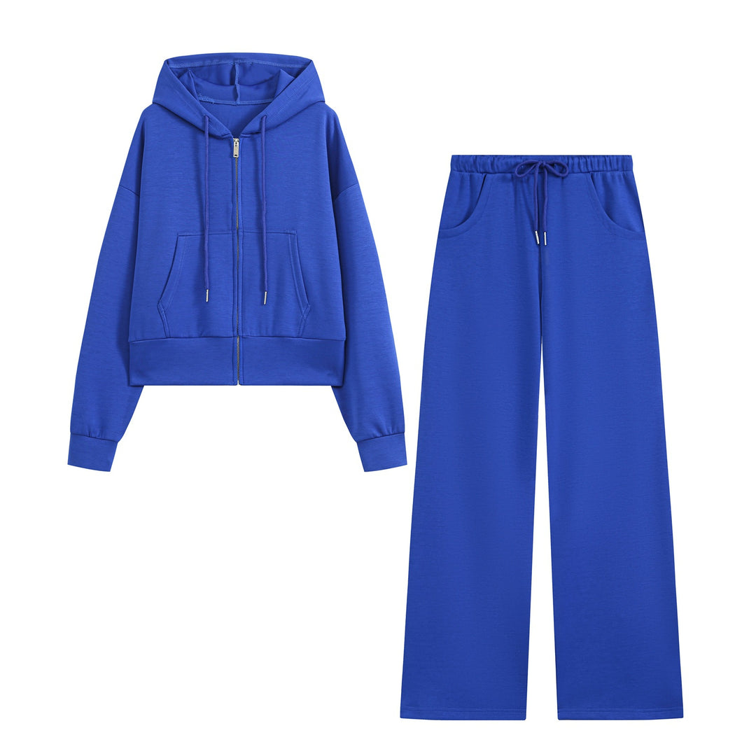 Damen Cropped Zip‑Hoodie mit Kapuze, Kängurutasche und tailliertem Saum Drune
