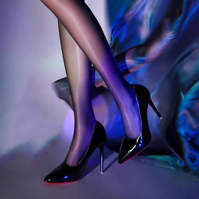 Damen Lack-Pumps mit spitzer Kappe, schmalem Stiletto und goldener Absatzapplikation Drune