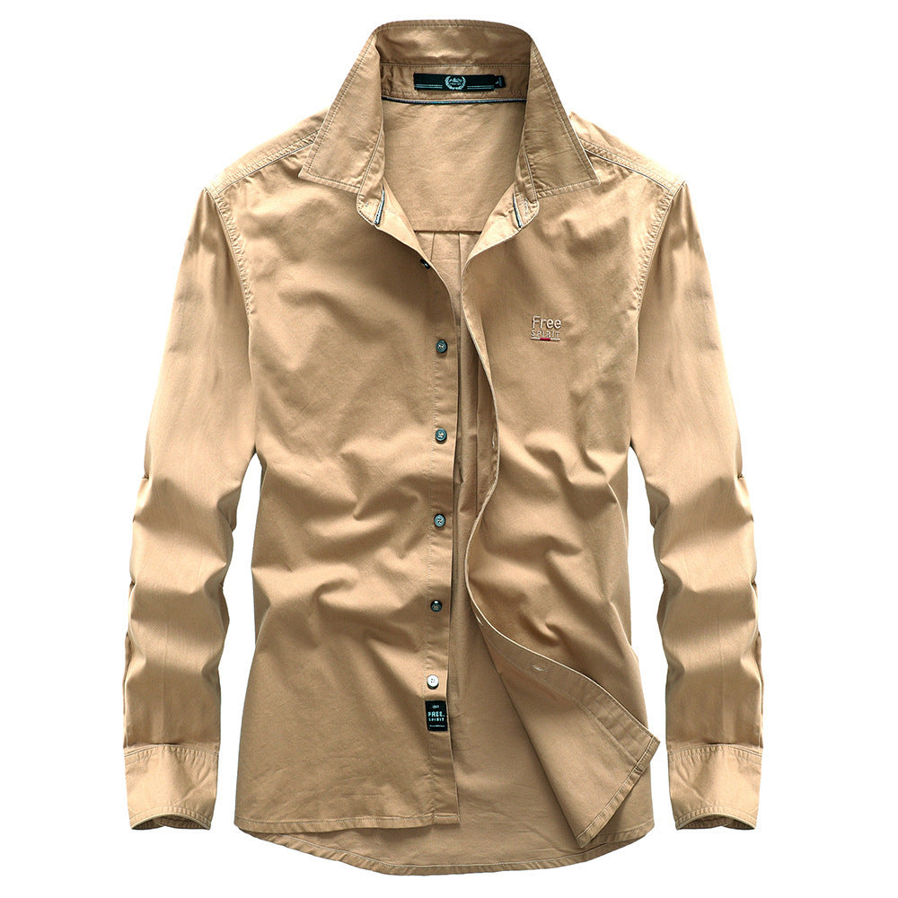 Herren Casual-Hemd aus Baumwollmix mit Kentkragen und dezentem Logo Drune