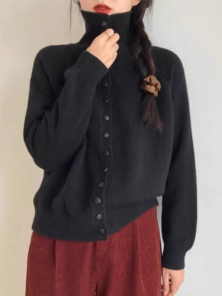 Damen Modische Strickjacke mit hohen Knopfdetails Drune