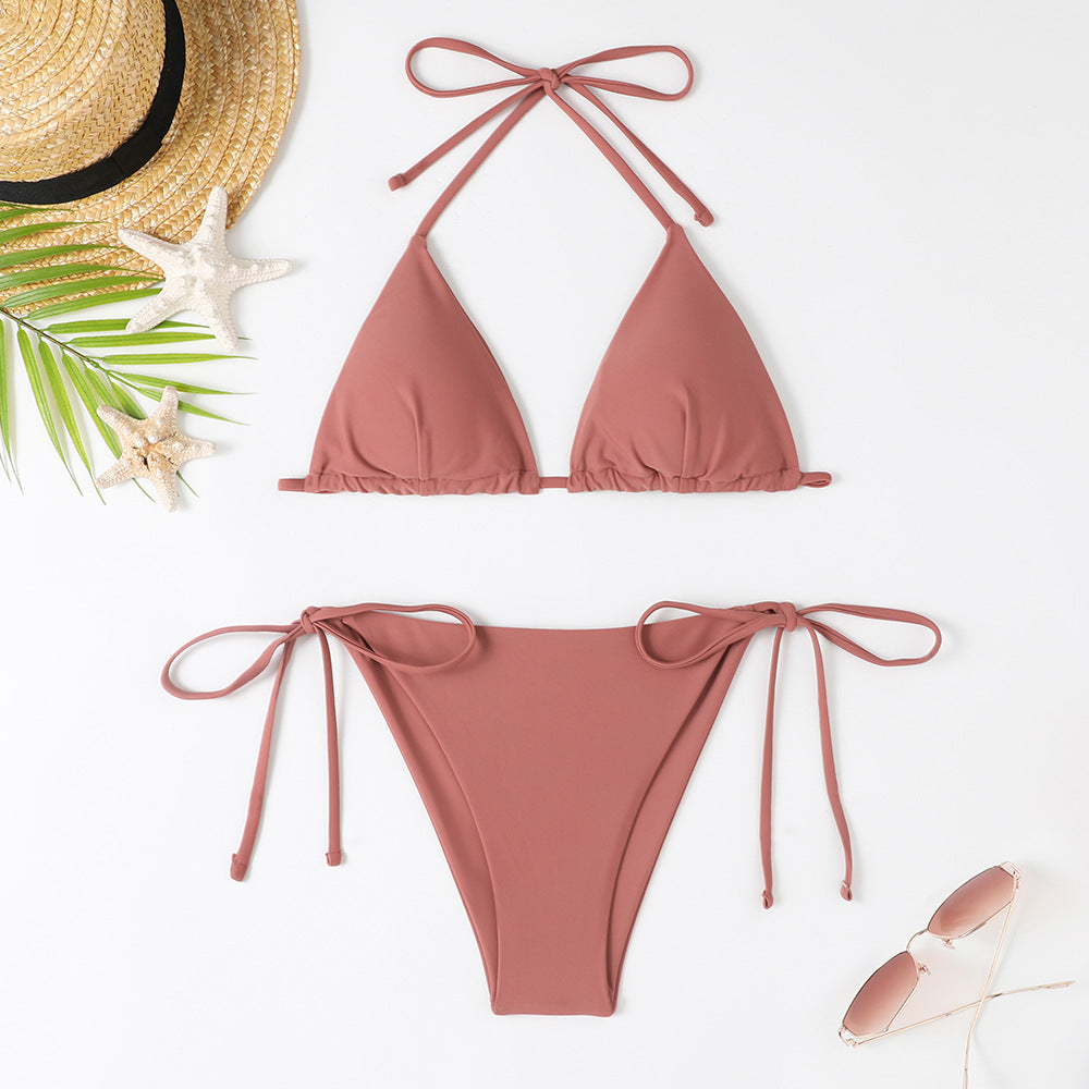 Damen Triangel-Bikini mit verstellbaren Bind Druneändern und raffinierten Details Drune