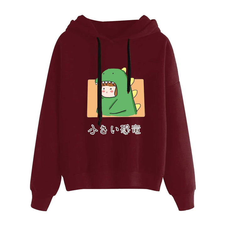 Damen nan kurz geschnittener Cropped-Kapuzenpullover mit niedlicher Frosch-Illustration und verstellbarer Kapuze Drune