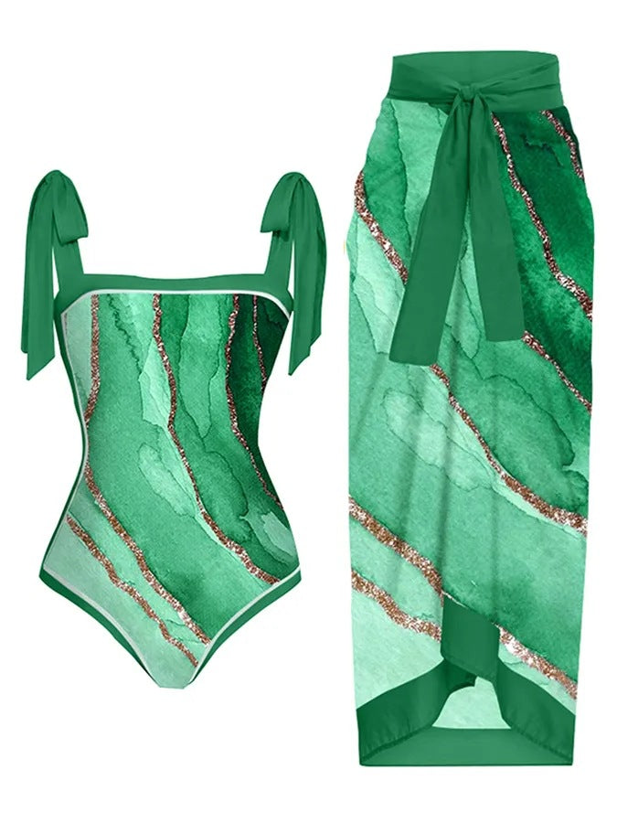 Damen Bademode-Set mit stilvollem Wickelrock Drune