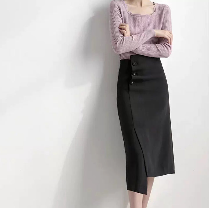 Damen Elegante Bleistiftrock mit asymmetrischem Schnitt Drune