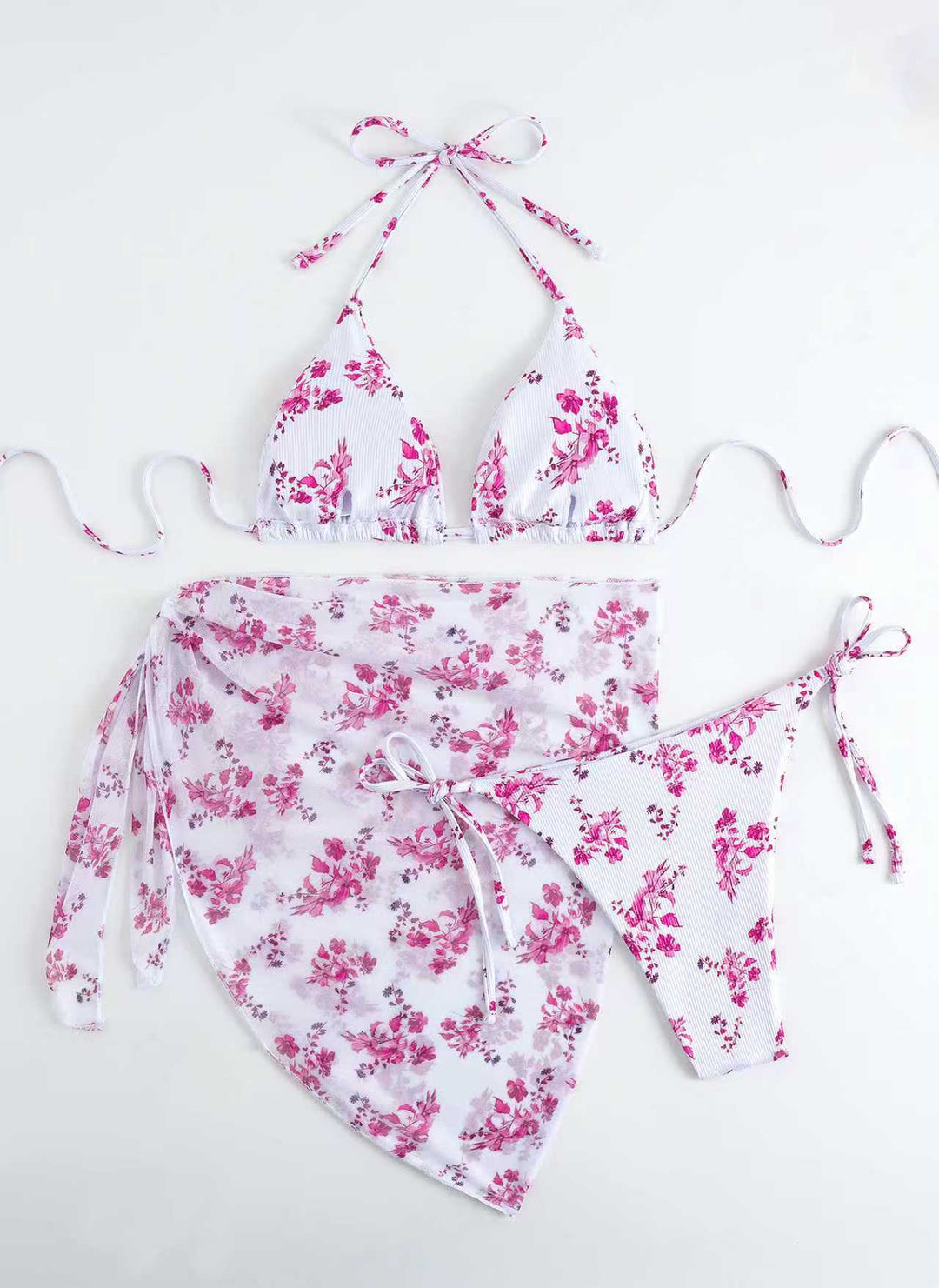 Damen Bikini-Set mit floralem Wickelrock Drune