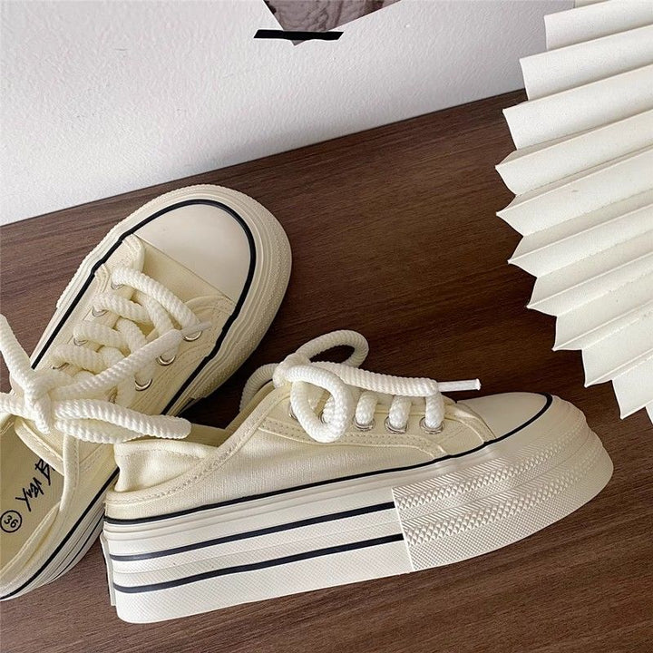 Damen Plateau-Sneaker mit elastischen Schnürsenkeln und robustem Profil Drune